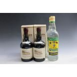 2 BOTTLES OF BOXED 1981 CAVALIER ANTIGUA RUM, together with 2 litre bottlings of Wray & Nephew white