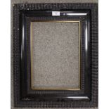 A 19TH CENTURY DUTCH EBONISED RIPPLE FRAME, frame W 9 cm, rebate 38 x 27 cm