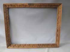 A LATE 18TH / EARLY 19TH CENTURY CARVED WOODEN DECORATIVE FRAME, frame W 6 cm, rebate 98 x 77 cm