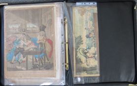 AN ARTISTS FOLDER CONTAINING APPROXIMATELY TWENTY COLOURED LITHOGRAPHS AND ENGRAVINGS INCLUDING