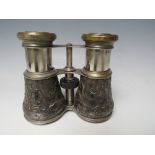 A PAIR OF HALLMARKED SILVER FIELD GLASSES, the lenses marked 'Le Jockey Club Paris', hallmarked