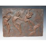 MAGGIE BUTLER (XX-XXI). A limited edition copper bronzed study of dancers in relief, 'Dancing',