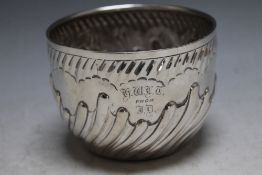 A VICTORIAN HALLMARKED SILVER BOWL - LONDON 1888, makers mark indistinct but possible that of