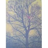 JOICHI HOSHI (1913-1979). Tree of Life, signed, woodcut, framed and glazed, 26 x 13 cm