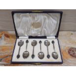 A CASED SET OF HALLMARKED SILVER COFFEE BEAN SPOONS