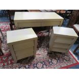 A MODERN TWO DRAWER CONSOLE TABLE WITH MATCHING BEDSIDES (3)