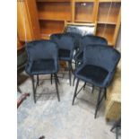 A SET OF FOUR MODERN BLACK KITCHEN STOOLS