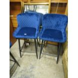 A PAIR OF MODERN BLUE KITCHEN STOOLS