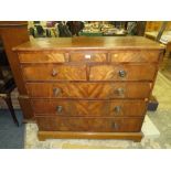 A 19TH CENTURY MAHOGANY CHEST OF SIX DRAWERS W-116 CM
