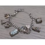 VINTAGE HALLMARKED SILVER CHARM BRACELET - GROSS WEIGHT - 55G