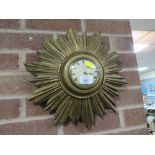 AN ART DECO GILT SUNBURST WALL CLOCK WITH ENGLISH MOVEMENT DIA 37 CM