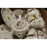 A ROYAL DOULTON TEASET COMPRISING APPROX 41 ITEMS TO INCLUDE 2 CAKE PLATES, TEAPOTS, SET OF 12 CUPS,