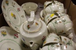 A ROYAL DOULTON TEASET COMPRISING APPROX 41 ITEMS TO INCLUDE 2 CAKE PLATES, TEAPOTS, SET OF 12 CUPS,