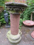 TWO ANCIENT SANDSTONE ARCHITECTURAL PLINTHS WITH A MARBLE COLUMN Provenance: part of the 1887 Jubil