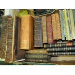 A TRAY OF ANTIQUARIAN BOOKS TO INCLUDE SHAKESPEARE, CHURCH SERVICES ETC