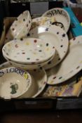 A TRAY OF ASSORTED EMMA BRIDGEWATER BOWLS ETC Condition Report:some with usage marks etc