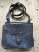 AN ANTIQUE LEATHER LOCAL INTEREST LEATHER SATCHEL - HANDSWORTH LAUNDRY