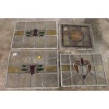 FOUR LEADED GLASS PANELS