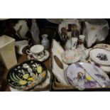 TWO TRAYS OF ASSORTED CERAMICS TO INCLUDE ROYAL WORCESTER, ROYAL ALBERT, WEDGWOOD ETC