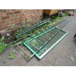 A VINTAGE GREEN METAL MILITARY LADDER AND A BED BASE ETC