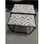 TWO MODERN METAL FRAMED OCCASIONAL TABLES (2)