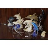 A COLLECTION OF DOLPHIN FIGURES TO INCLUDE TWO MURANO / STUDIO GLASS EXAMPLES