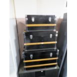 A SET OF THREE MODERN GRADUATED PACKING TRUNKS - LARGEST H-51 CM W-81 CM