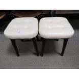 A PAIR OF MODERN BUTTONED STOOLS (2)