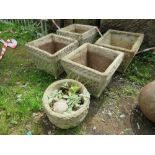 FIVE ASSORTED GARDEN PLANTERS