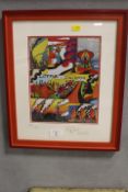 A FRAMED AND GLAZED LORNA BAILEY PRINT - SIGNED BOTTOM RIGHT