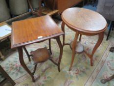 TWO VINTAGE OCCASIONAL TABLES PLUS A VINTAGE BEAR (3)