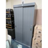 A MODERN GREY TWO DOOR WARDROBE WITH SLIDING DOORS