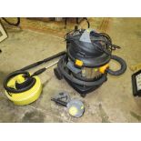 A TITAN TTB430 CYLINDER VACUUM CLEANER TOGETHER WITH A KARCHER LANCE AND FLOOR CLEANER