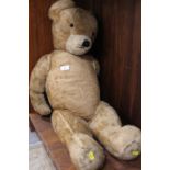 A LARGE VINTAGE TEDDY BEAR - WORKING GROWLER AT THE TIME OF CATALOGUING