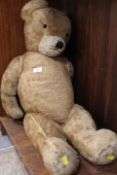 A LARGE VINTAGE TEDDY BEAR - WORKING GROWLER AT THE TIME OF CATALOGUING