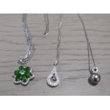 THREE SILVER PENDANT NECKLACES