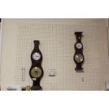 TWO WALL HANGING CLOCK BAROMETERS