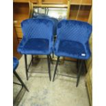 A PAIR OF MODERN BLUE KITCHEN STOOLS