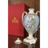 A SPODE 'THE ARMADA VASE' AND LID, limited edition No 63/500, in fitted presentation box and with