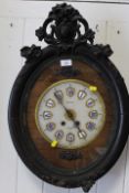 A 19TH CENTURY C BRIGHT A PARIS FRENCH VINEYARD WALLCLOCK STRIKING ON A SINGLE COILED GONG