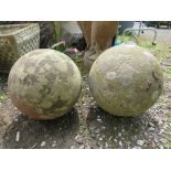 TWO ANTIQUE SANDSTONE BALLS