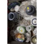 THREE TRAYS OF ASSORTED CERAMICS AND GLASS