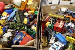 TWO TRAYS OF ASSORTED PLAYWORN DIECAST VEHICLES TO INCLUDE MATCHBOX AND DINKY