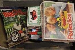 A LARGE QUANTITY OF VINTAGE TOYS AND GAMES TO INCLUDE A PART TRAIN SET