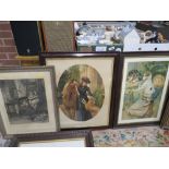 FIVE FRAMED AND GLAZED VICTORIAN STYLE PRINTS
