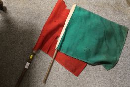 TWO VINTAGE RAILWAY SIGNALLING FLAGS