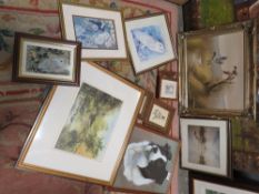 SELECTION OF ASSORTED PICTURES AND PRINTS TO INCLUDE AN OIL ON CANVAS