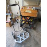 A BLACK & DECKER WORKMATE TOGETHER WITH A COLLAPSIBLE TROLLEY