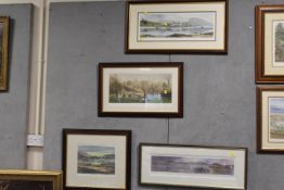 FOUR FRAMED AND GLAZED SIGNED LIMITED EDITION PRINTS OF ESTUARY. SCENES AND A COUNTRYSIDE EXAMPLE (