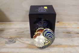 A ROYAL CROWN DERBY PAPERWEIGHT IN THE FORM OF A FARMYARD COCKEREL